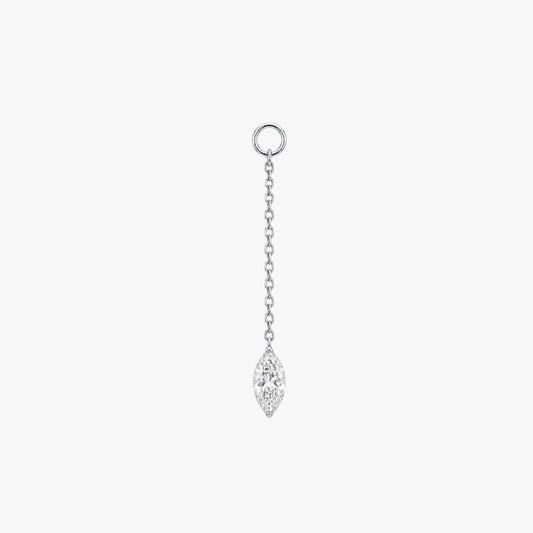 14K White Gold Marquise Chain Drop Piercing Charm | AUNYRA