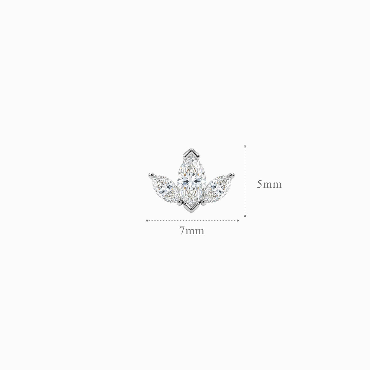 AERÉ™ 14K White Gold Marquise Cluster Flat Back Stud & Solid Gold Post