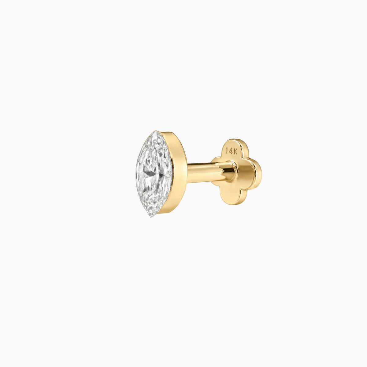 AERÉ™ 14K Solid Gold Marquise Flat Back Stud & Solid Gold Post | AUNYRA