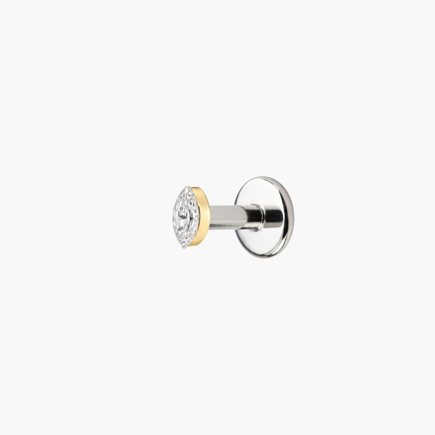 AERÉ™ 14K Solid Gold Marquise Flat Back Stud & Titanium Post