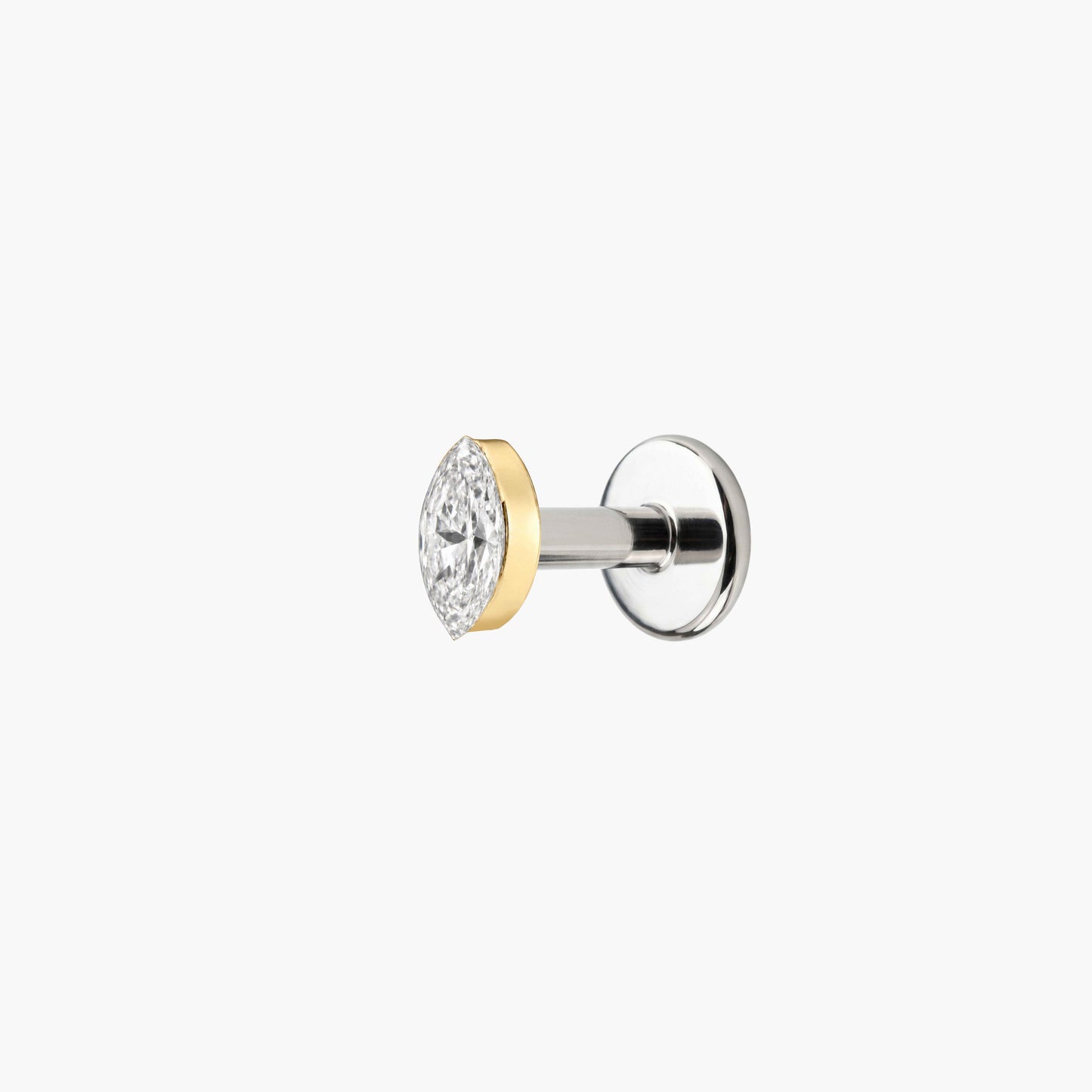 AERÉ™ 14K Solid Gold Marquise Flat Back Stud & Titanium Post