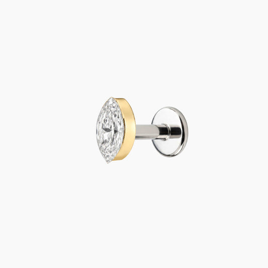 AERÉ™ 14K Solid Gold Marquise Flat Back Stud & Titanium Post