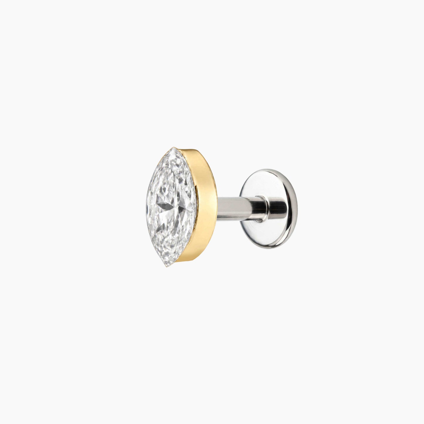 AERÉ™ 14K Solid Gold Marquise Flat Back Stud & Titanium Post