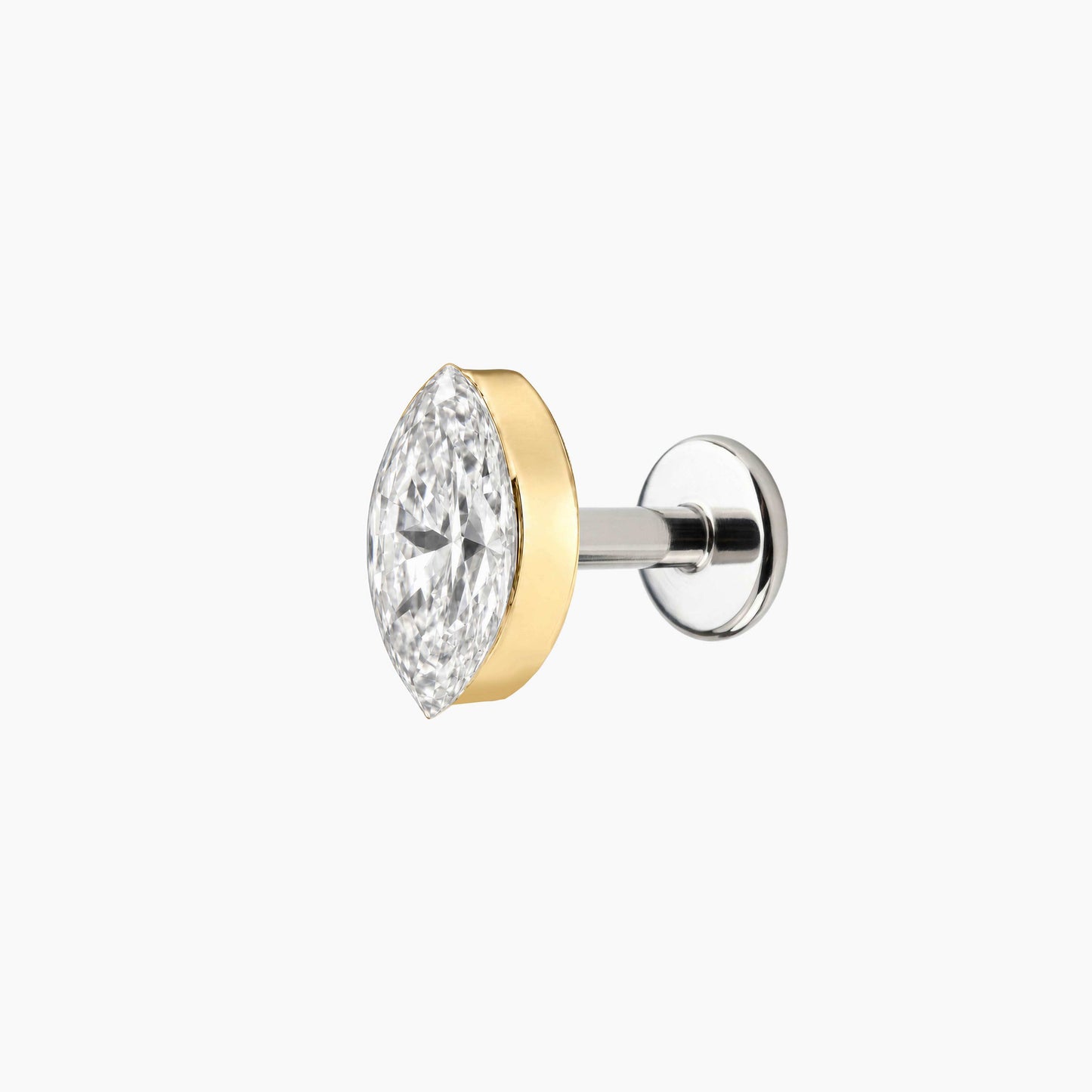 AERÉ™ 14K Solid Gold Marquise Flat Back Stud & Titanium Post