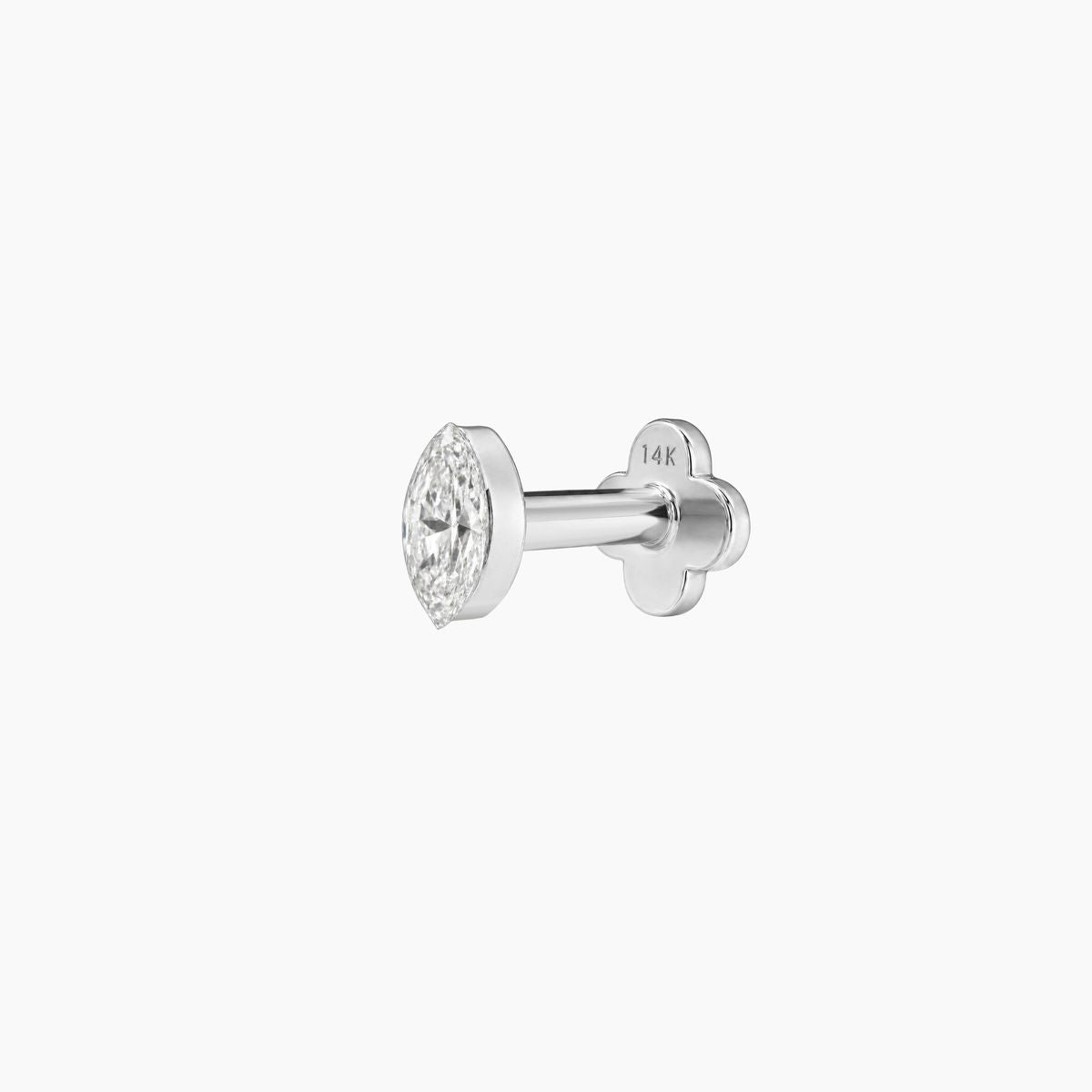 AERÉ™ 14K White Gold Marquise Flat Back Stud & Solid Gold Post - Photo 6 | AUNYRA