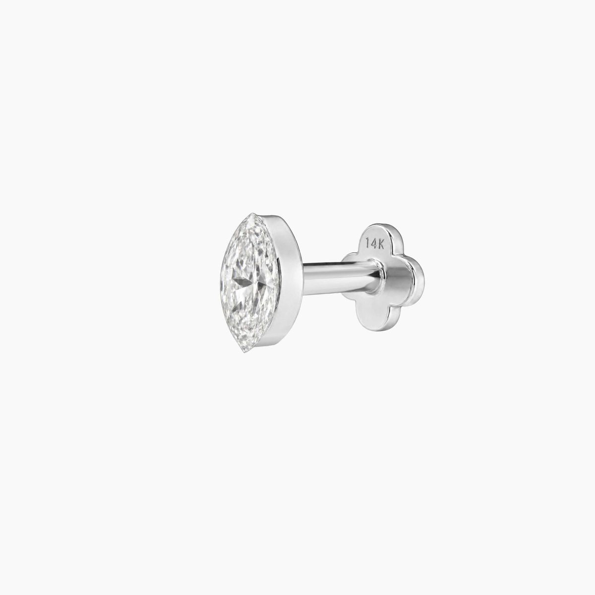 AERÉ™ 14K White Gold Marquise Flat Back Stud & Solid Gold Post | AUNYRA