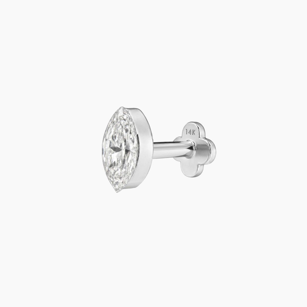 AERÉ™ 14K White Gold Marquise Flat Back Stud & Solid Gold Post - Photo 7 | AUNYRA