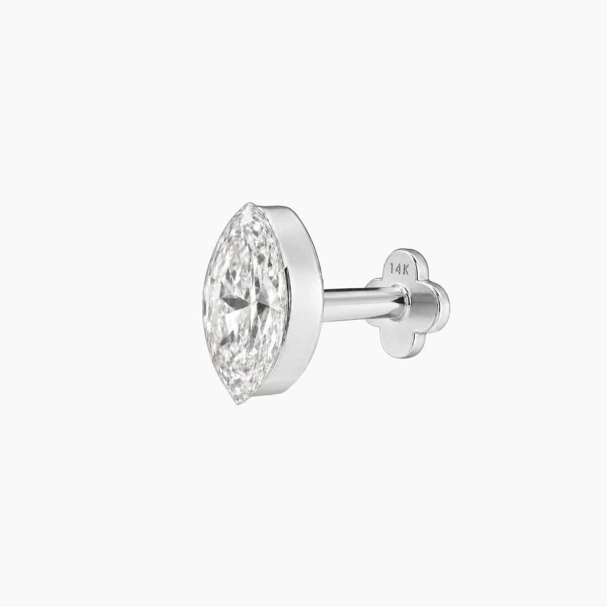 AERÉ™ 14K White Gold Marquise Flat Back Stud & Solid Gold Post - Photo 8 | AUNYRA