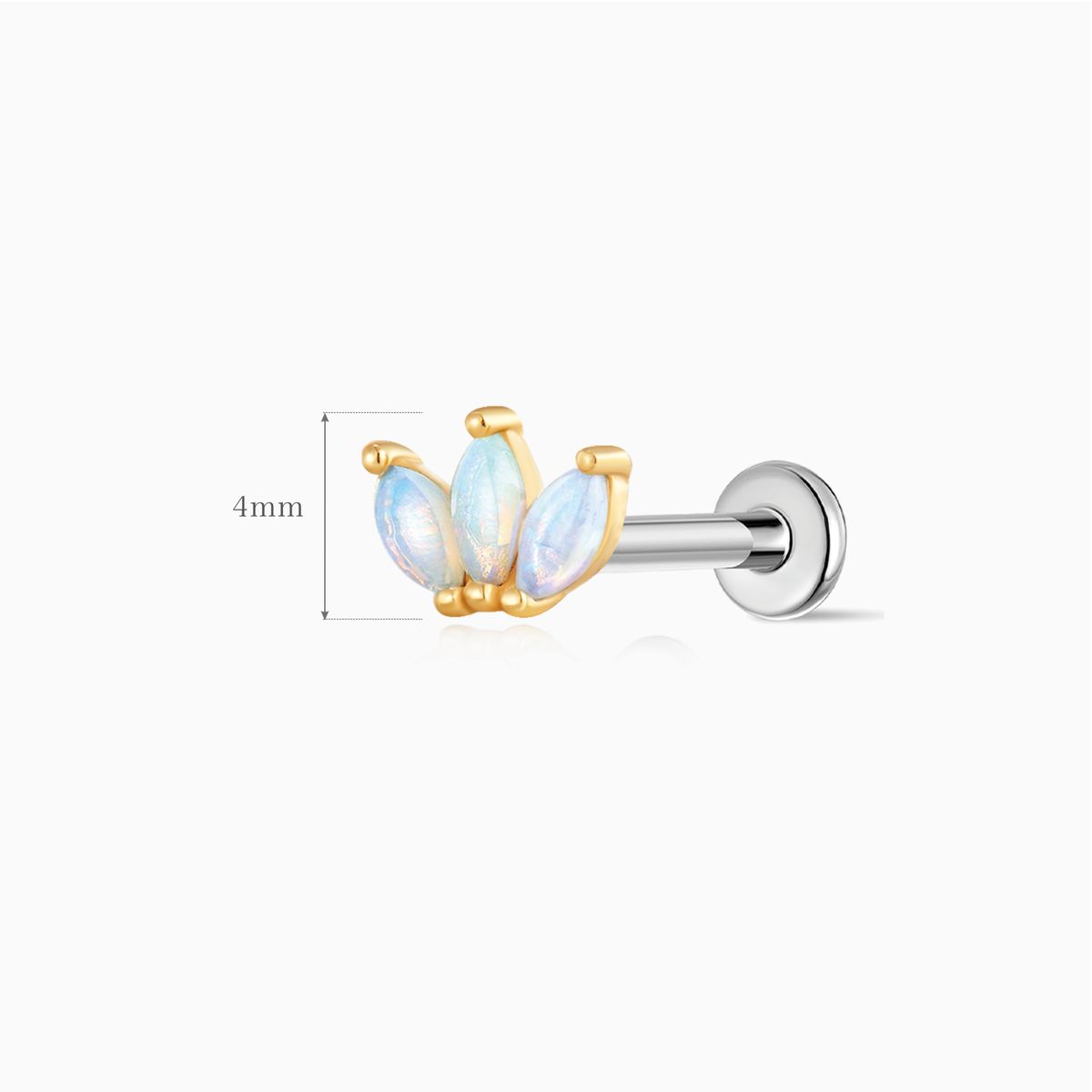 14K Solid Yellow Gold Marquise Opal Cluster Stud & Titanium Post