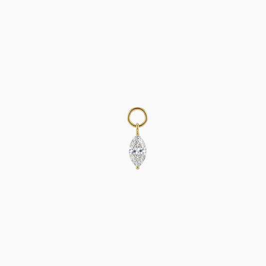 14K Yellow Gold Marquise Solitaire Piercing Drop Charm | AUNYRA