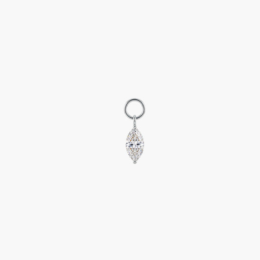 14K White Gold Marquise Solitaire Piercing Drop Charm | AUNYRA