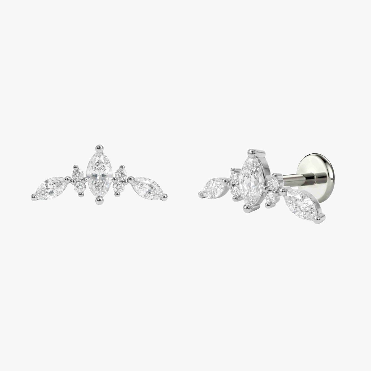 AERÉ™ 14K White Gold Marquise & Round Arc Stud & Titanium Post | AUNYRA