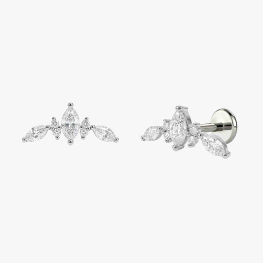 AERÉ™ 14K White Gold Marquise & Round Arc Stud & Titanium Post | AUNYRA