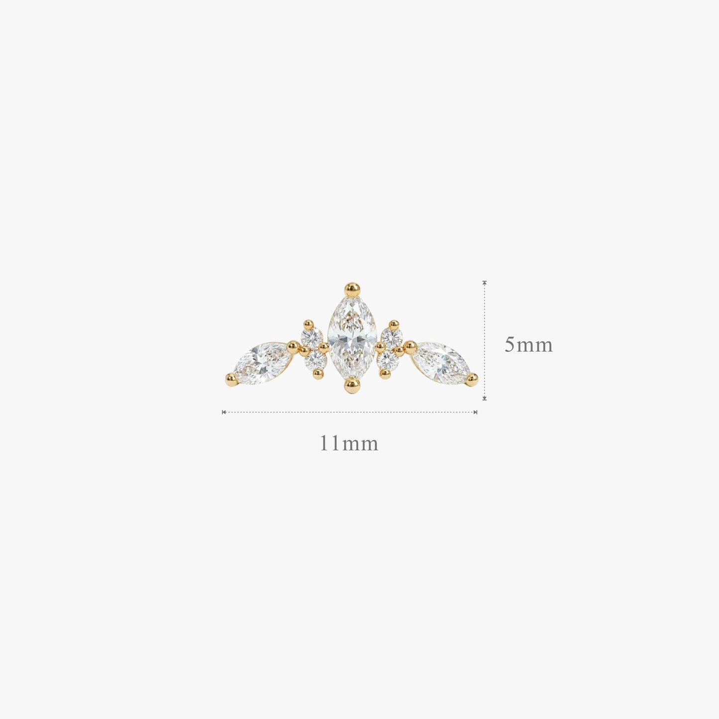 AERÉ™ 14K Solid Gold Marquise & Round Arc Stud & Titanium Post