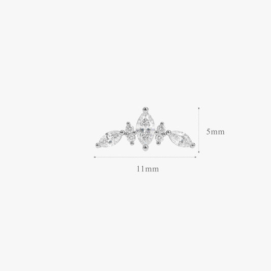 AERÉ™ 14K White Gold Marquise & Round Arc Stud & Titanium Post