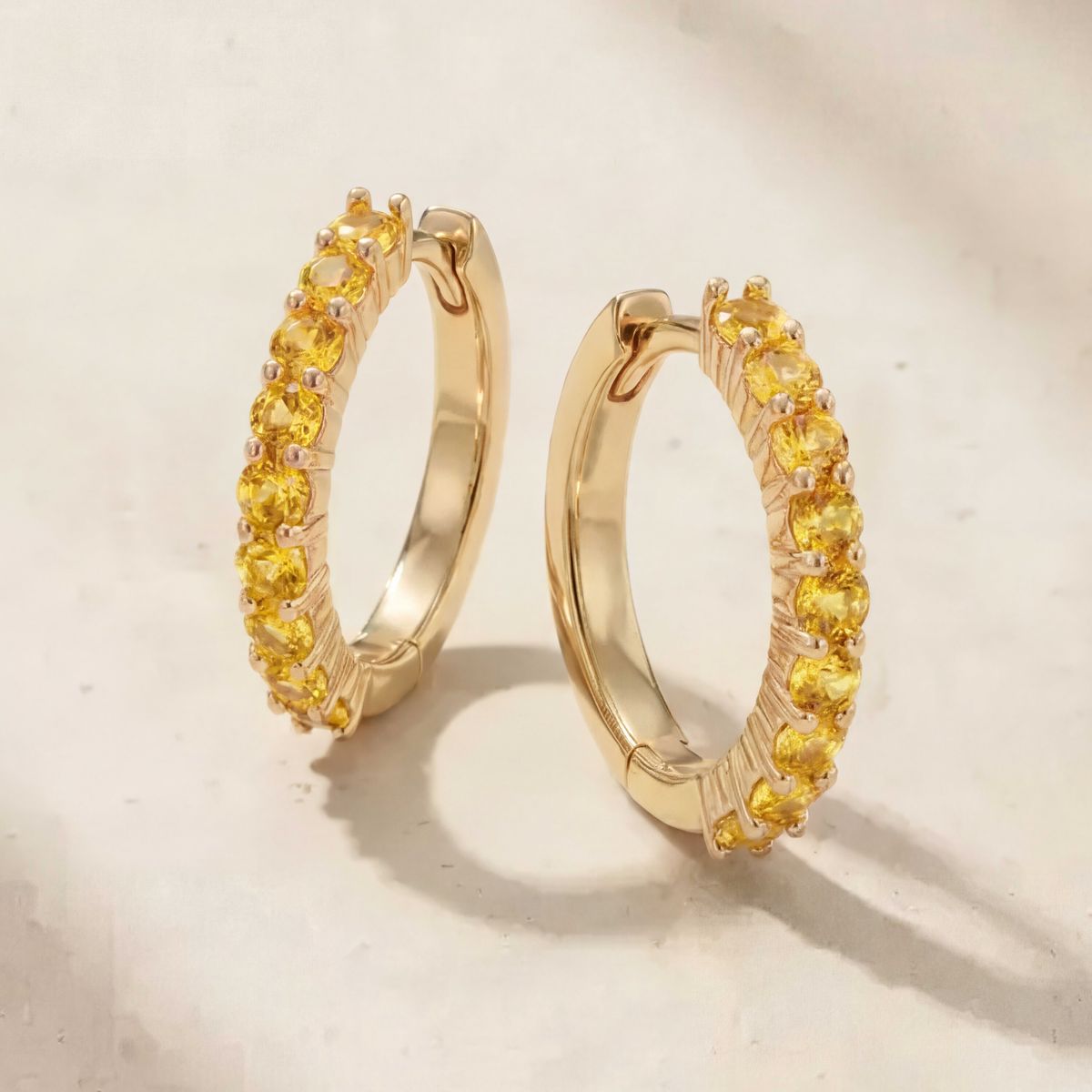 Aunyra- 14K Yellow Gold November Citrine Birthstone Clicker Hoop
