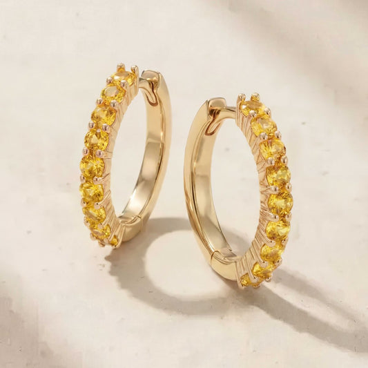 Aunyra- 14K Yellow Gold November Citrine Birthstone Clicker Hoop