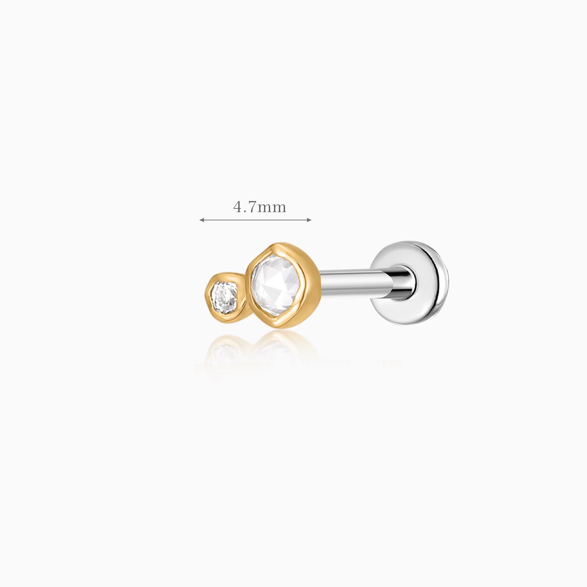 Aunyra- 14K Solid Yellow Gold Organic Duo Stone Flat Back Stud & Titanium Post
