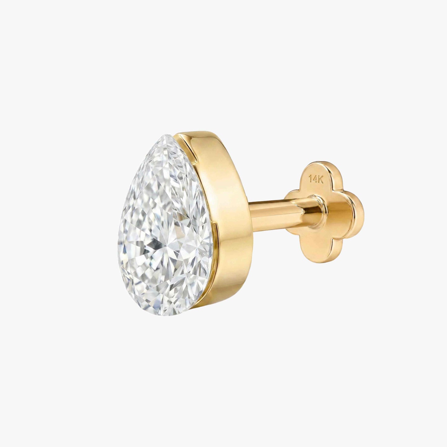 AERÉ™ 14K Solid Gold Pear Flat Back Stud & Solid Gold Post - Photo 7 | AUNYRA