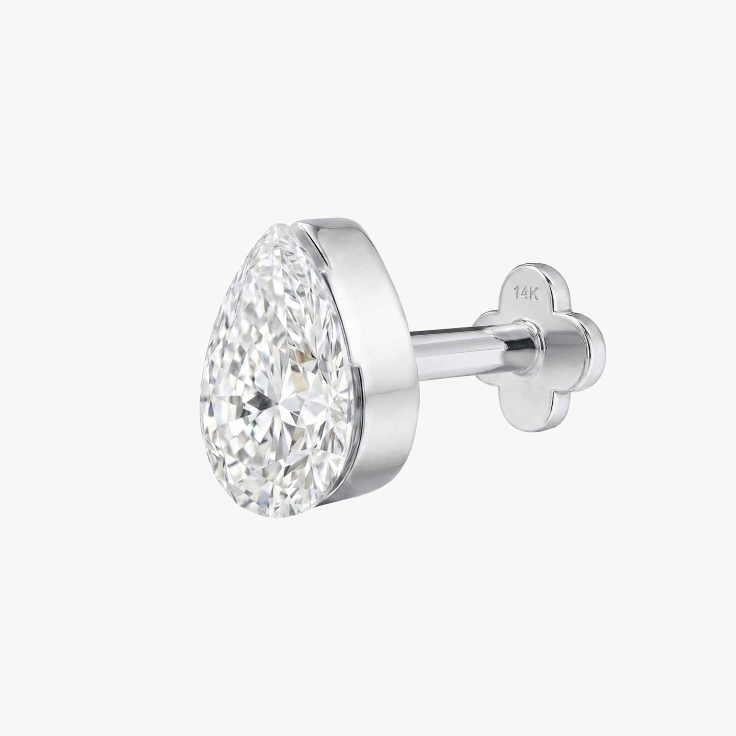 AERÉ™ 14K White Gold Pear Flat Back Stud & Solid Gold Post - Photo 8 | AUNYRA
