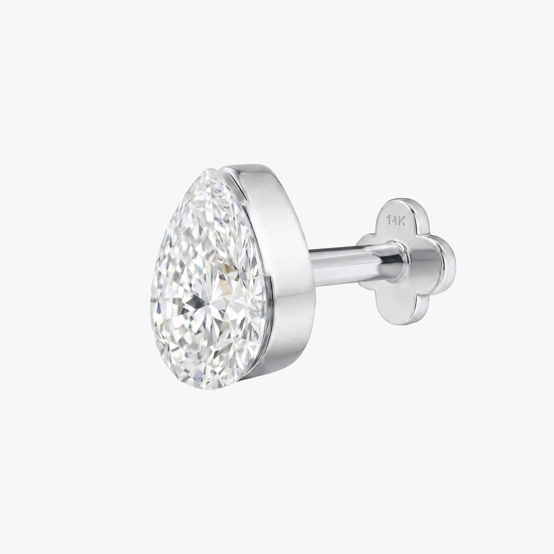 AERÉ™ 14K White Gold Pear Flat Back Stud & Solid Gold Post - Photo 8 | AUNYRA