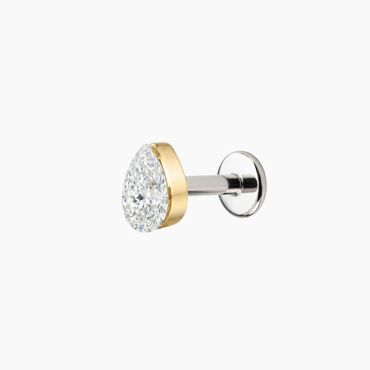 AERÉ™ 14K Solid Gold Pear Flat Back Stud & Titanium Post
