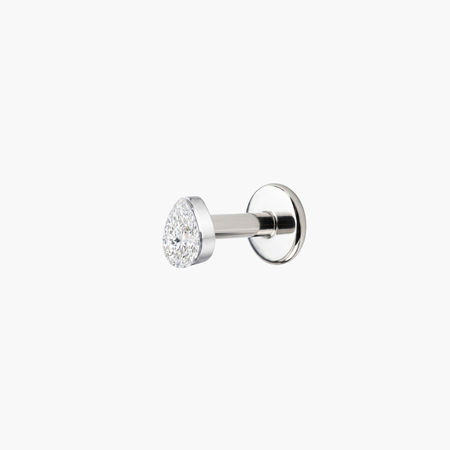 AERÉ™ 14K White Gold Pear Flat Back Stud & Titanium Post