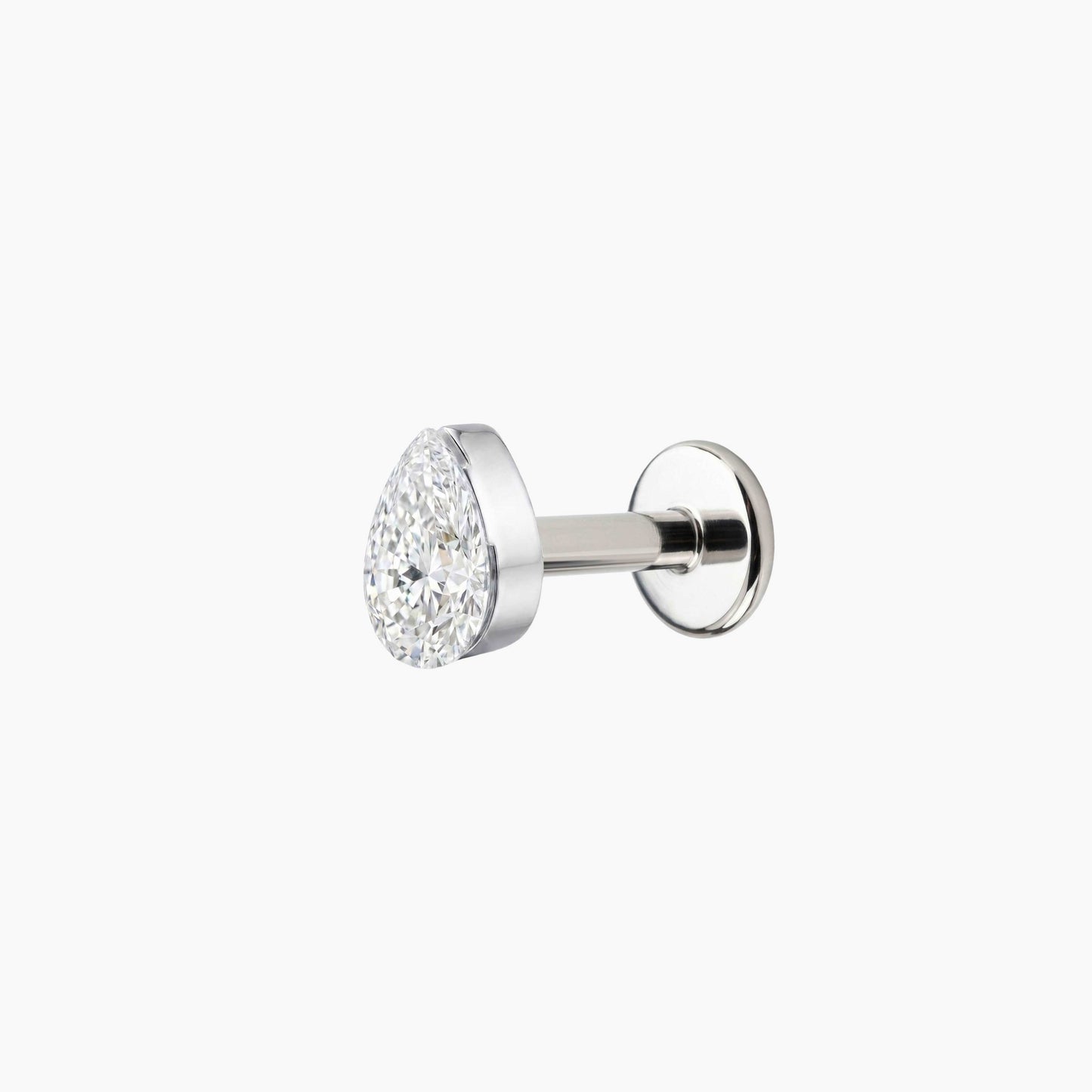 AERÉ™ 14K White Gold Pear Flat Back Stud & Titanium Post