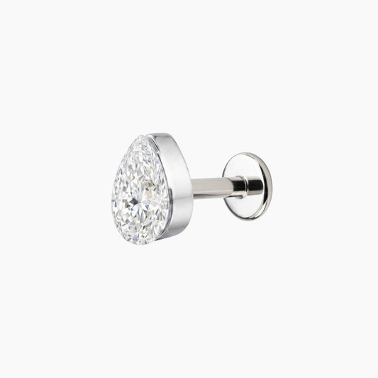 AERÉ™ 14K White Gold Pear Flat Back Stud & Titanium Post