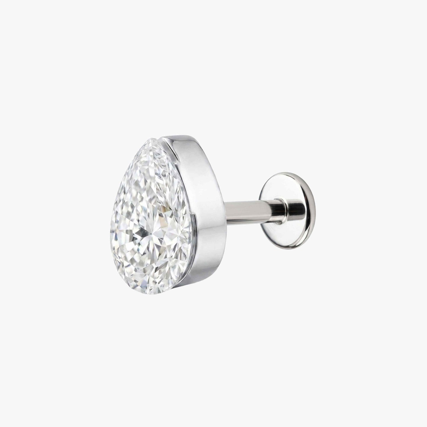 AERÉ™ 14K White Gold Pear Flat Back Stud & Titanium Post