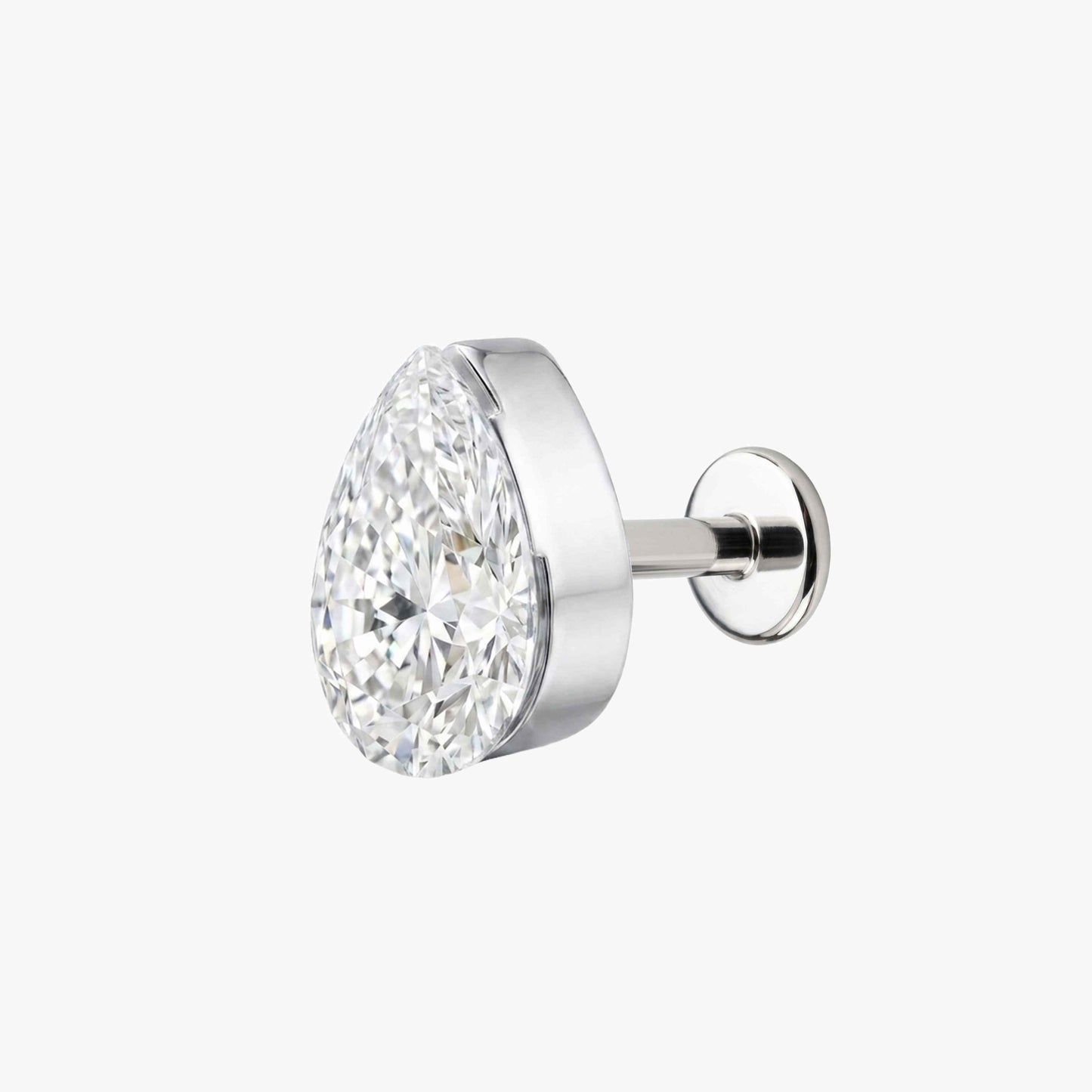 AERÉ™ 14K White Gold Pear Flat Back Stud & Titanium Post