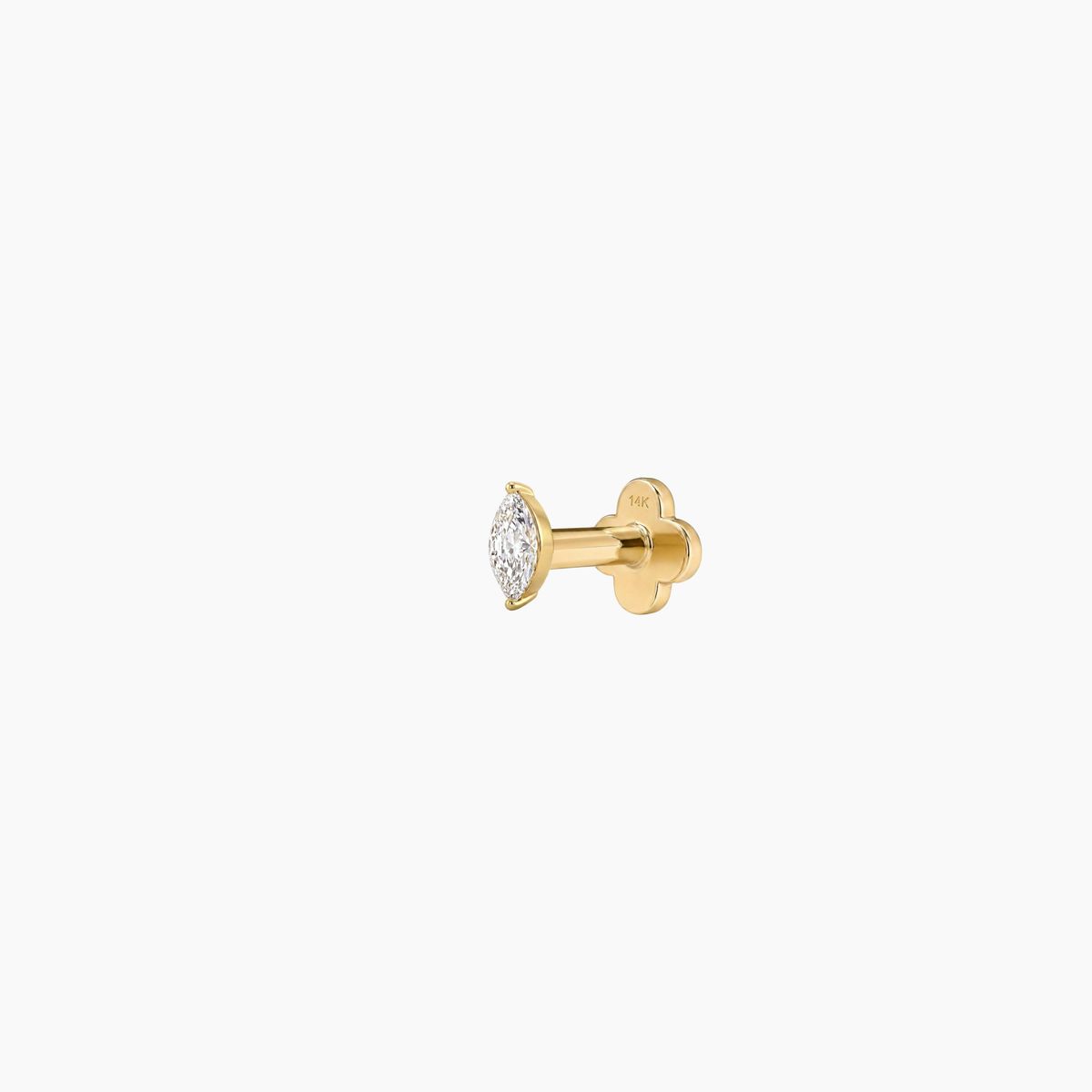 AERÉ™ 14K Solid Gold Prong-Set Marquise Flat Back Stud & Solid Gold Post - Photo 4 | AUNYRA