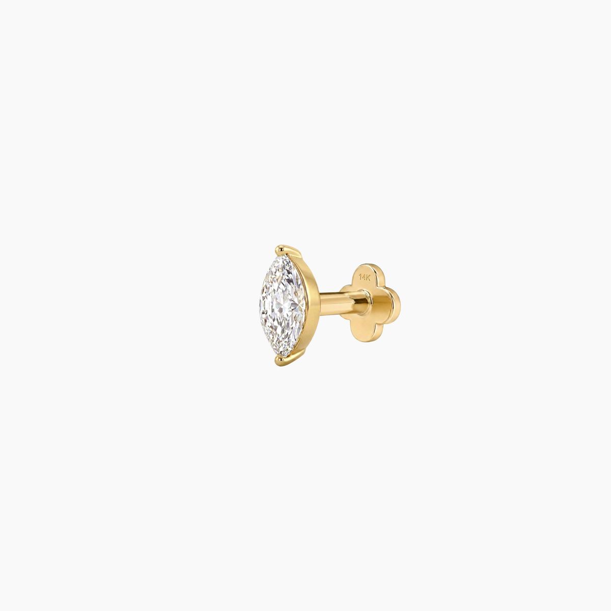 AERÉ™ 14K Solid Gold Prong-Set Marquise Flat Back Stud & Solid Gold Post | AUNYRA