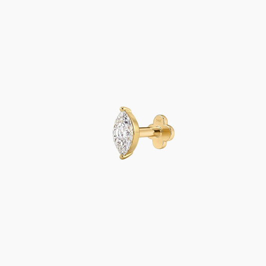 AERÉ™ 14K Solid Gold Prong-Set Marquise Flat Back Stud & Solid Gold Post | AUNYRA