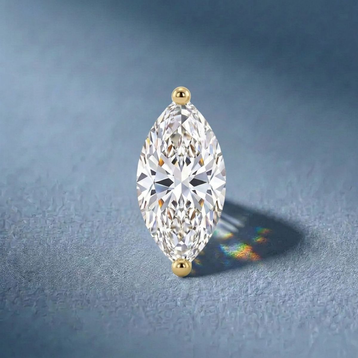 AERÉ™ 14K Solid Gold Prong-Set Marquise Flat Back Stud & Solid Gold Post - Photo 3 | AUNYRA