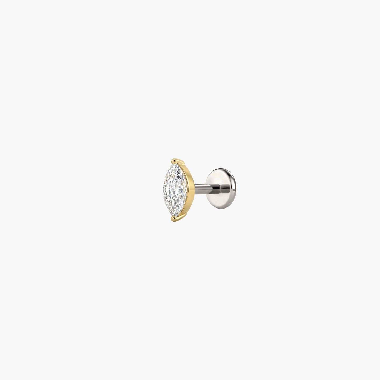 AERÉ™ 14K Solid Gold Prong-Set Marquise Flat Back Stud & Titanium Post
