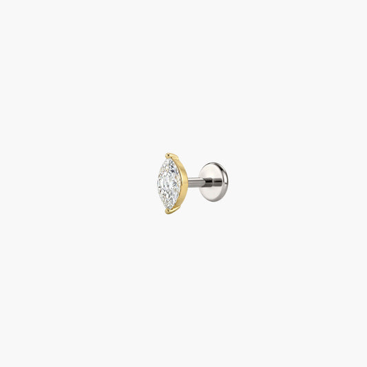AERÉ™ 14K Solid Gold Prong-Set Marquise Flat Back Stud & Titanium Post