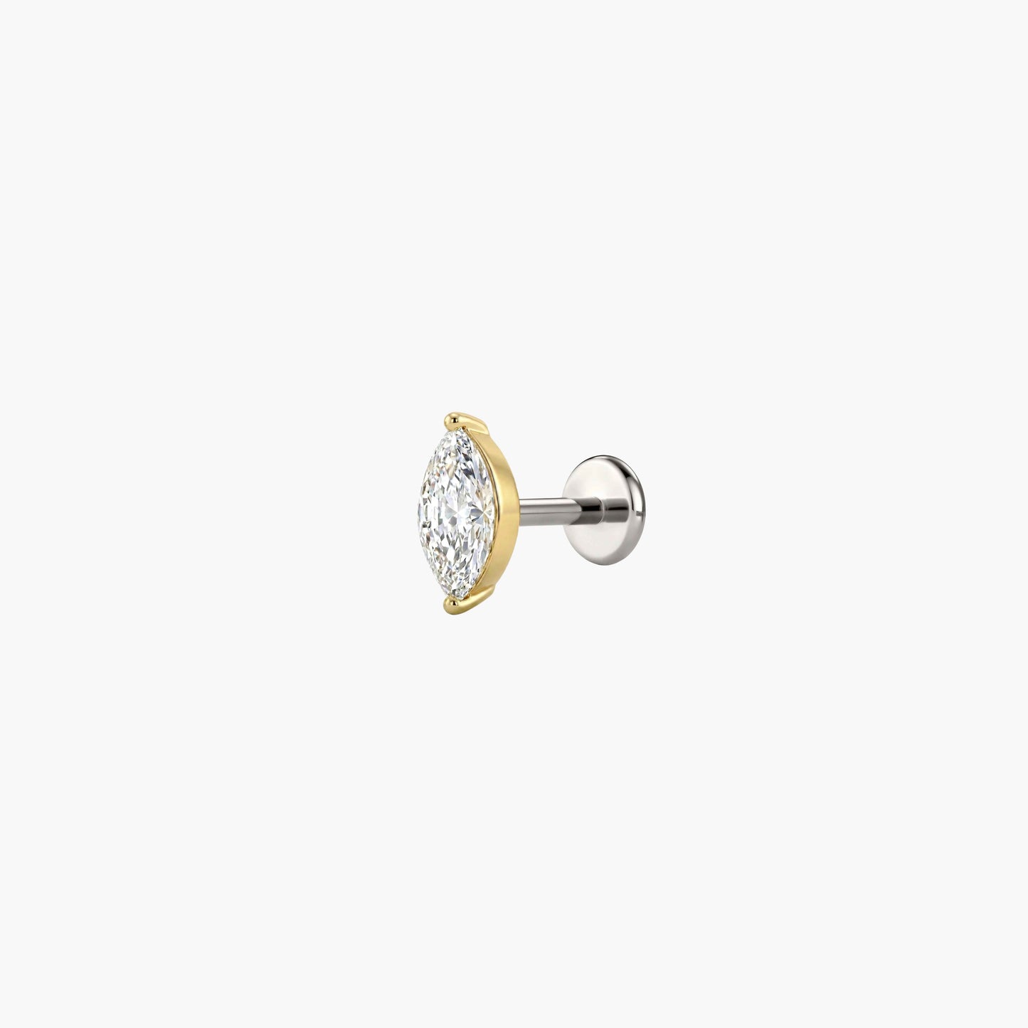 AERÉ™ 14K Solid Gold Prong-Set Marquise Flat Back Stud & Titanium Post
