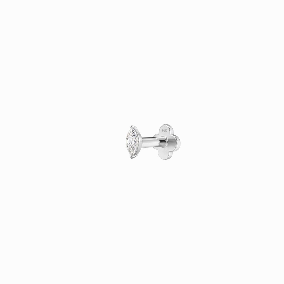 AERÉ™ 14K White Gold Prong-Set Marquise Flat Back Stud & Solid Gold Post - Photo 2 | AUNYRA