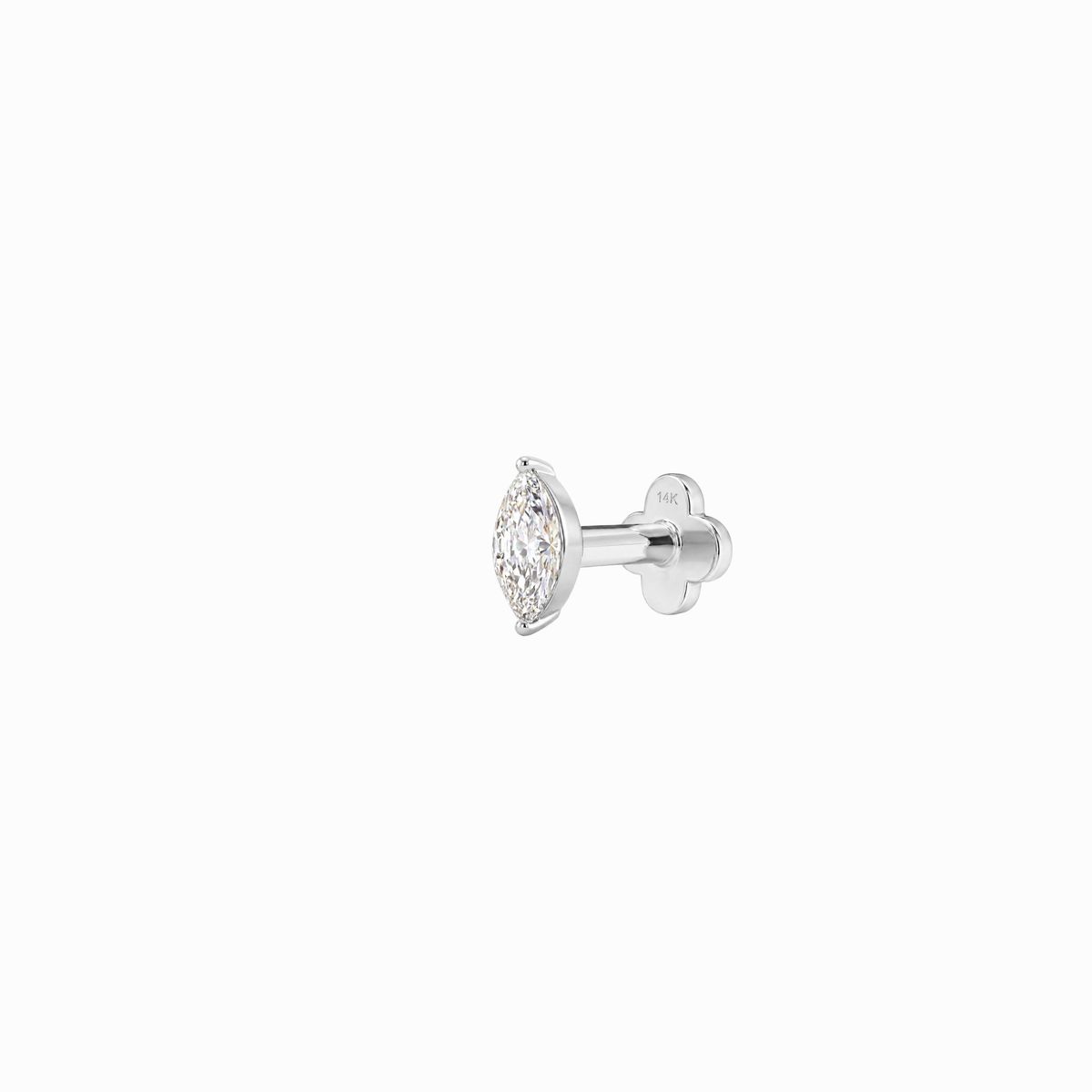 AERÉ™ 14K White Gold Prong-Set Marquise Flat Back Stud & Solid Gold Post - Photo 4 | AUNYRA