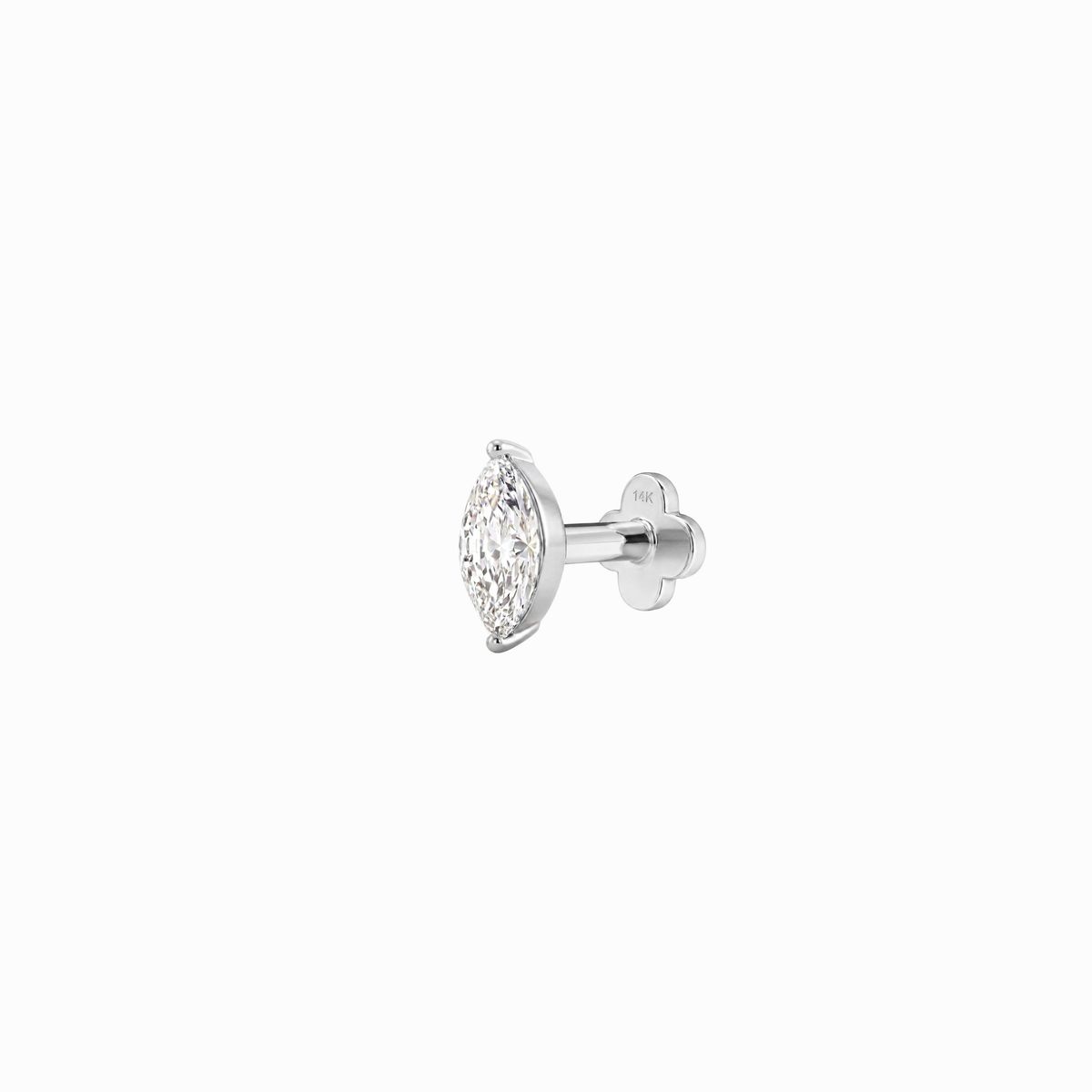 AERÉ™ 14K White Gold Prong-Set Marquise Flat Back Stud & Solid Gold Post | AUNYRA