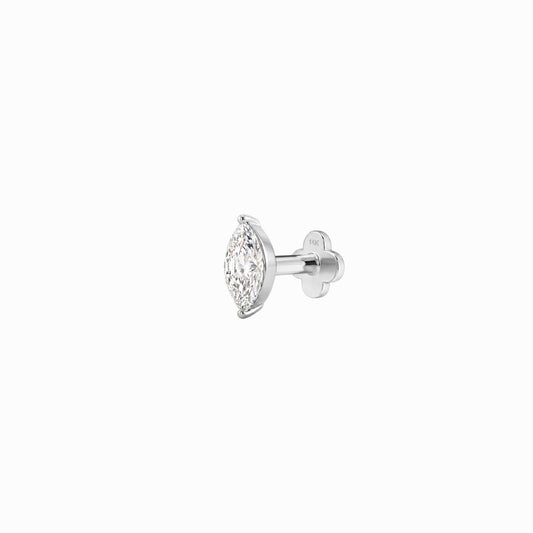 AERÉ™ 14K White Gold Prong-Set Marquise Flat Back Stud & Solid Gold Post | AUNYRA