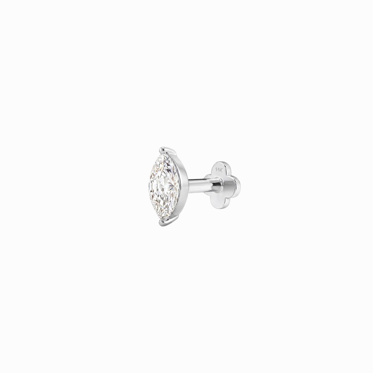 AERÉ™ 14K White Gold Prong-Set Marquise Flat Back Stud & Solid Gold Post - Photo 5 | AUNYRA