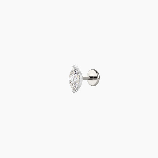 AERÉ™ 14K White Gold Prong-Set Marquise Flat Back Stud & Titanium Post | AUNYRA
