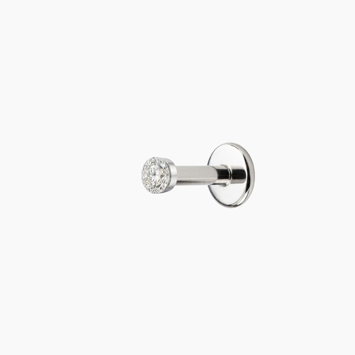 AERÉ™ 14K White Gold Round Flat Back Stud & Titanium Post - Photo 4 | AUNYRA