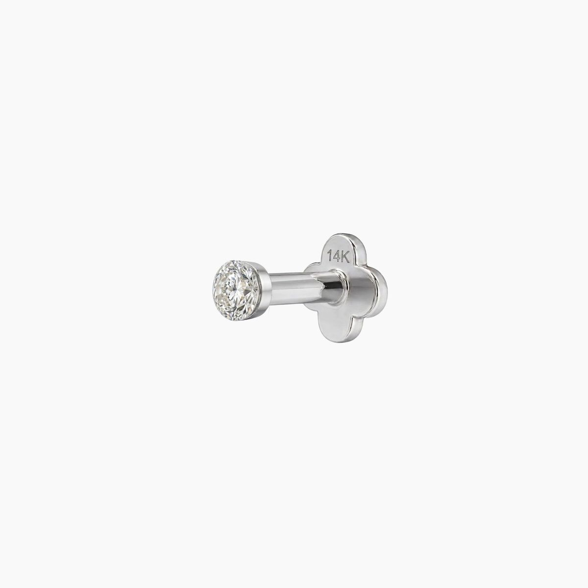 AERÉ™ 14K White Gold Round Flat Back Stud & Solid Gold Post - Photo 4 | AUNYRA