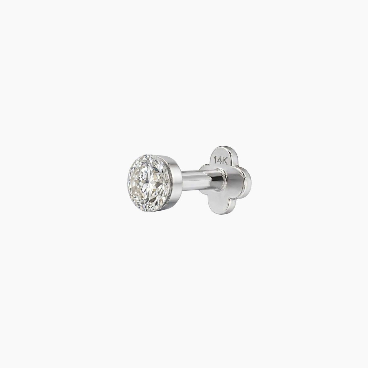 AERÉ™ 14K White Gold Round Flat Back Stud & Solid Gold Post - Photo 6 | AUNYRA