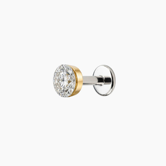 AERÉ™ 14K Solid Gold Round Flat Back Stud & Titanium Post