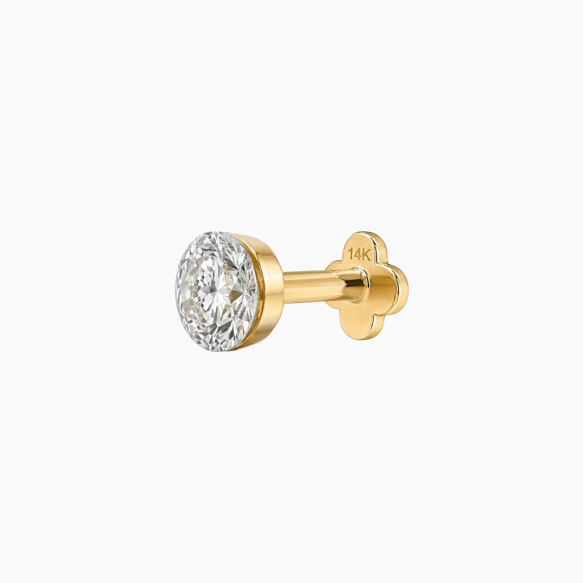 AERÉ™ 14K Solid Gold Round Flat Back Stud & Solid Gold Post | AUNYRA