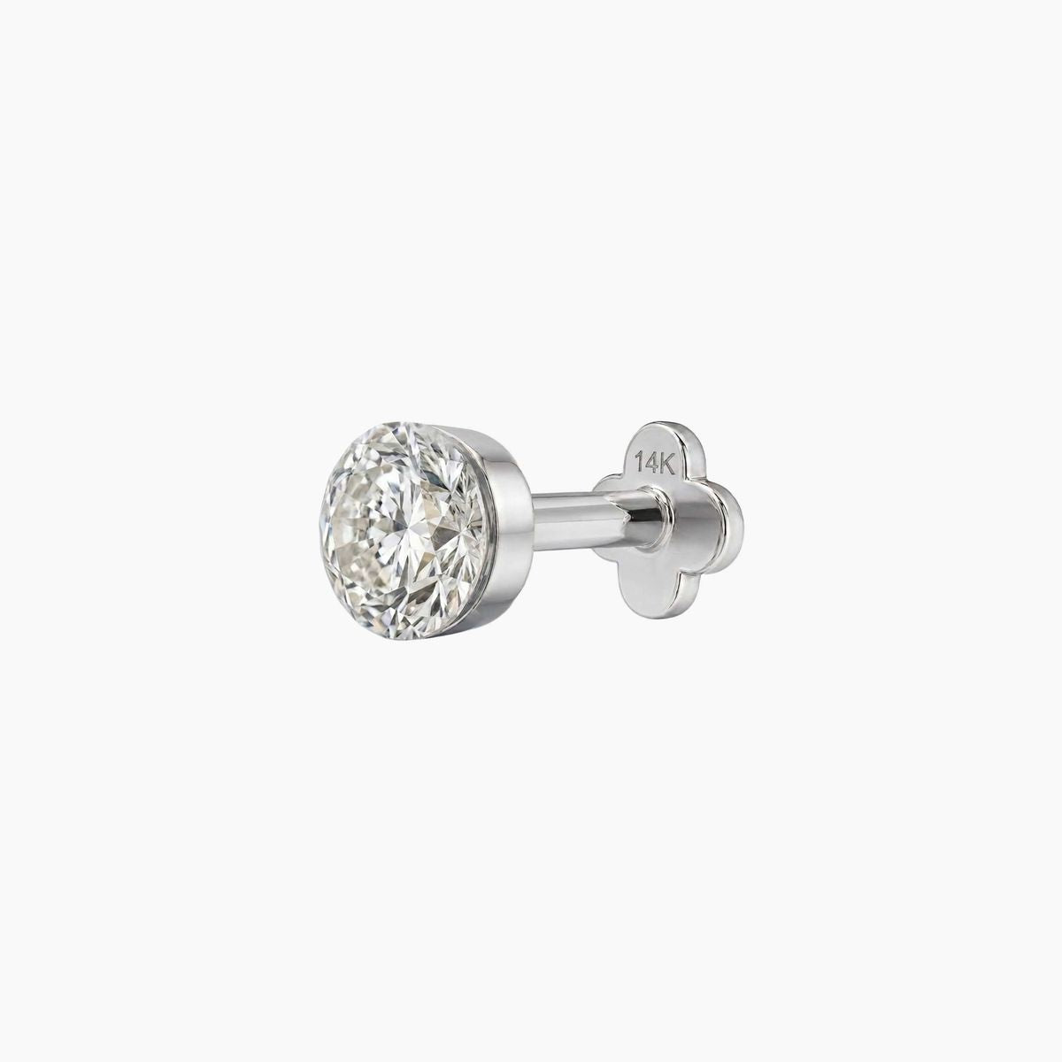 AERÉ™ 14K White Gold Round Flat Back Stud & Solid Gold Post | AUNYRA